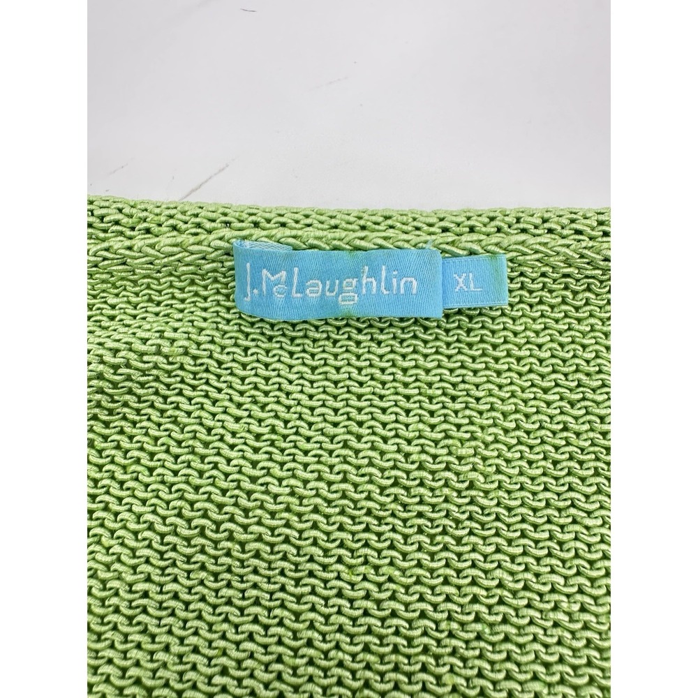 J McLaughlin Lime Green Knit Sweater XL V Neck Coastal Grandmacore Preppy Resort - Picture 3 of 14